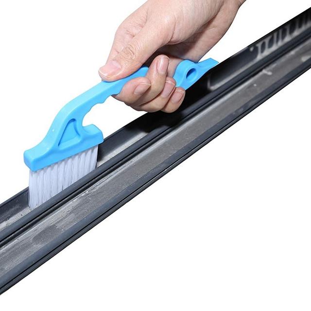 Rienar 2pcs Window Track Cleaning Brushes, Hand-held Groove Gap Cleaning Tools Door Track Kitchen Cleaning Brushes Set(Blue)