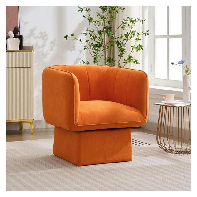 Acekool 360° Barrel Swivel Chair - Modern Velvet Design with Padded Cushion