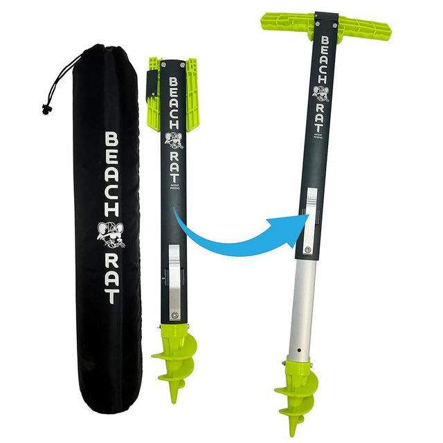 Beach Rat Fusion Anchor & Storage Case - Jet Ski Anchor/Boat Anchor for Shallow Water and Sandbar - High Strength Telescoping Aluminum Pole & Plastic Boat Accessory - Sand Bar Anchor Kit