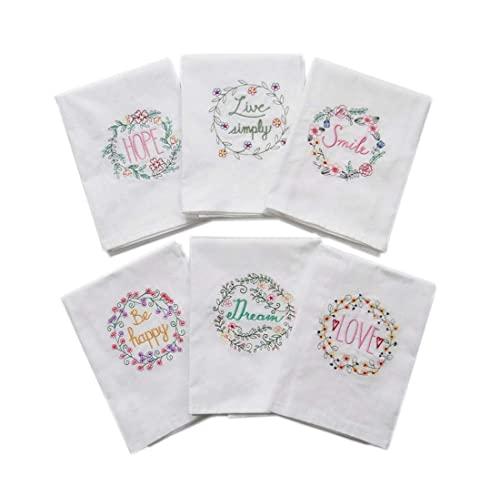 Mvchifay 3 Pcs Cotton Table Napkins Ultra-Absorbent Kitchen Towel Set Decorative Embroidery Tea Coffee Towel 17.7x27.5inches (6 Pcs Tea Towel)