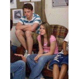One of our first photos. This was freshman year of high school on the drama couch. 2009.