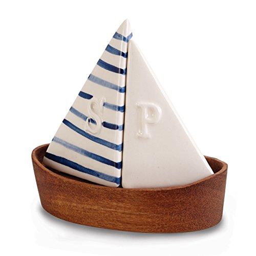 Mud Pie 4505009 Nautical Sailboat Salt and Pepper Shaker Set, Saiboat