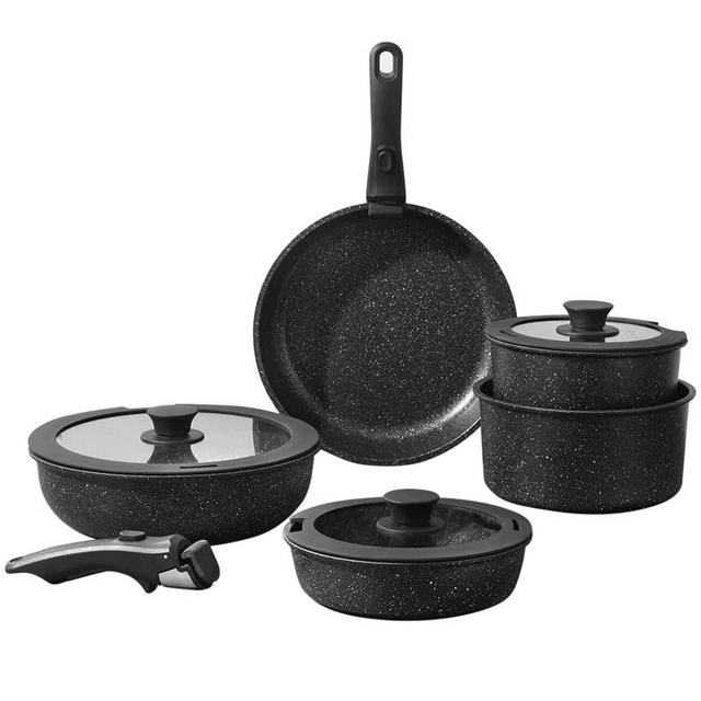 UMETRE Pots and Pans Set, Nonstick Detachable Handle Cookware Set, Induction Kitchen Cookware Set with Removable Handle, Healthy Non Stick Cookware, Dishwasher ＆ Oven Safe, PFOA Free
