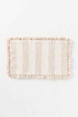 Maeve Ruffled Stripe Tufted Bath Mat