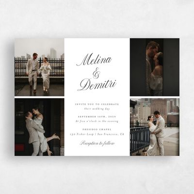 White Landscape Wedding Invitation - Mabel Multiphoto