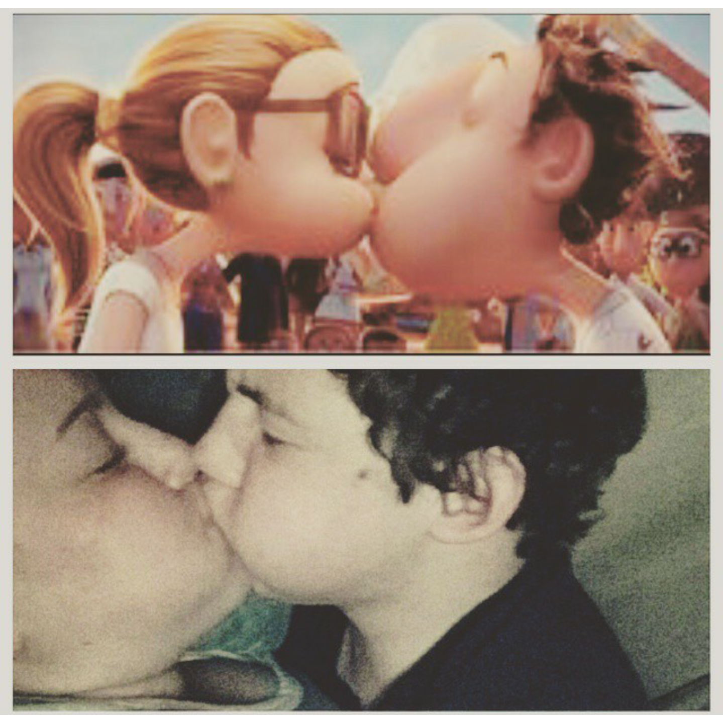 Mimicking Cloudy with a Chance of Meatballs kiss.