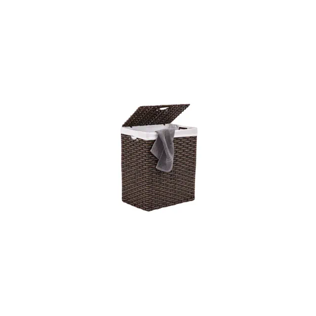 Seville Classics Modern Handwoven Rectangle Laundry Room Hamper,Mocha