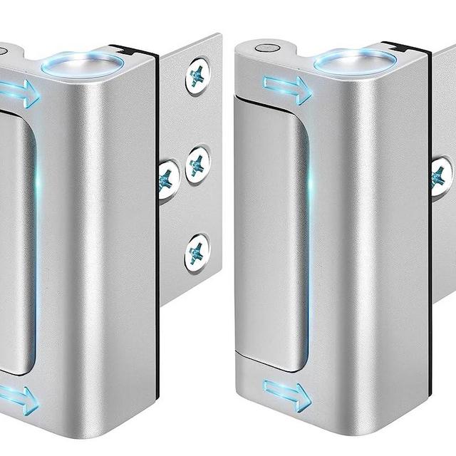 Home Security Door Lock, Upgrade Easy Open Childproof Door Reinforcement Lock with 3" Stop Withstand 800 lbs for Inward Swinging Door, Add Extra Lock to Defend Your Home Safe (Silver)