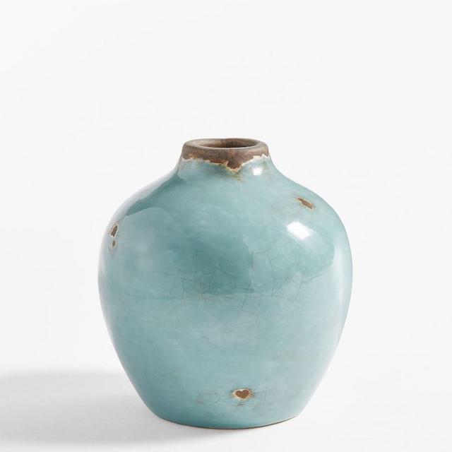 Spiro Round Bud Vase, Teal, Small