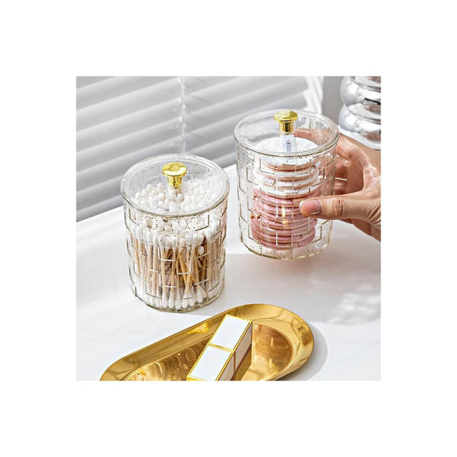 Maison Premium Transparent Grid Qtip Swab Organizer 2PK