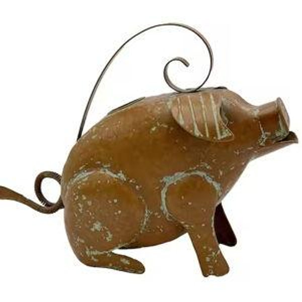 CHG CLASSIC HOME & GARDEN 56 oz. Rustic Pig Metal Watering Can HD1469-886