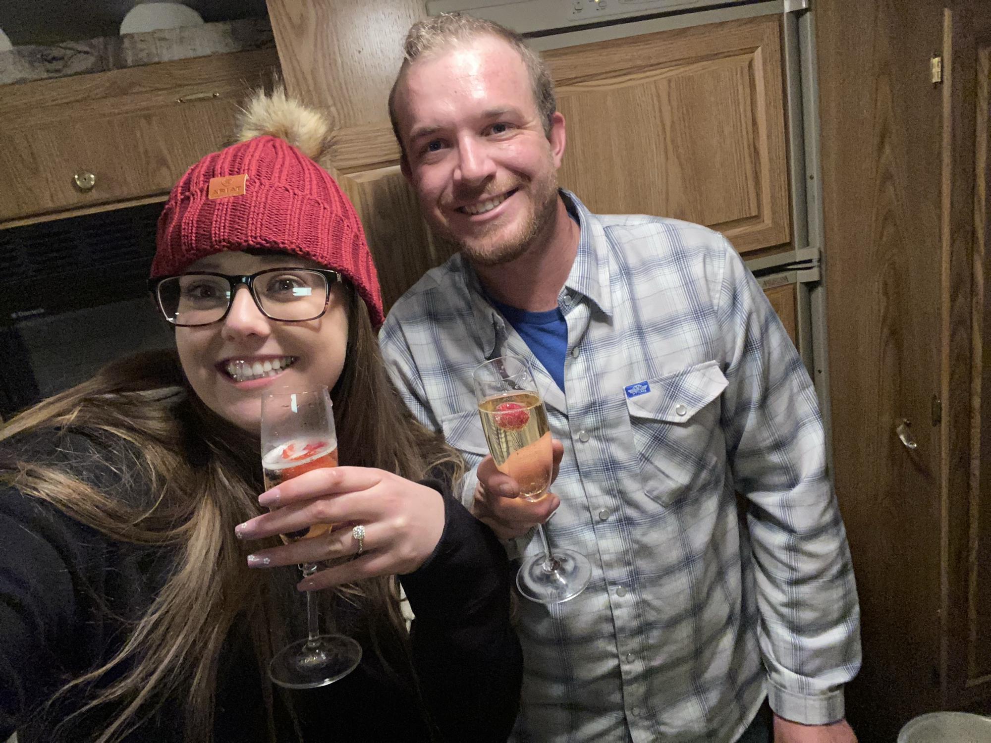 Celebrating the night of the proposal!