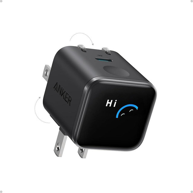 Anker Nano USB C Wall Charger, 45W Fast Charging Smart Display Charger, with 180° Foldable Plug, Smart Recognition, Built-in Care Mode, for iPhone17/16/15(Non-Battery,One USB-C Port,No Cable Included)