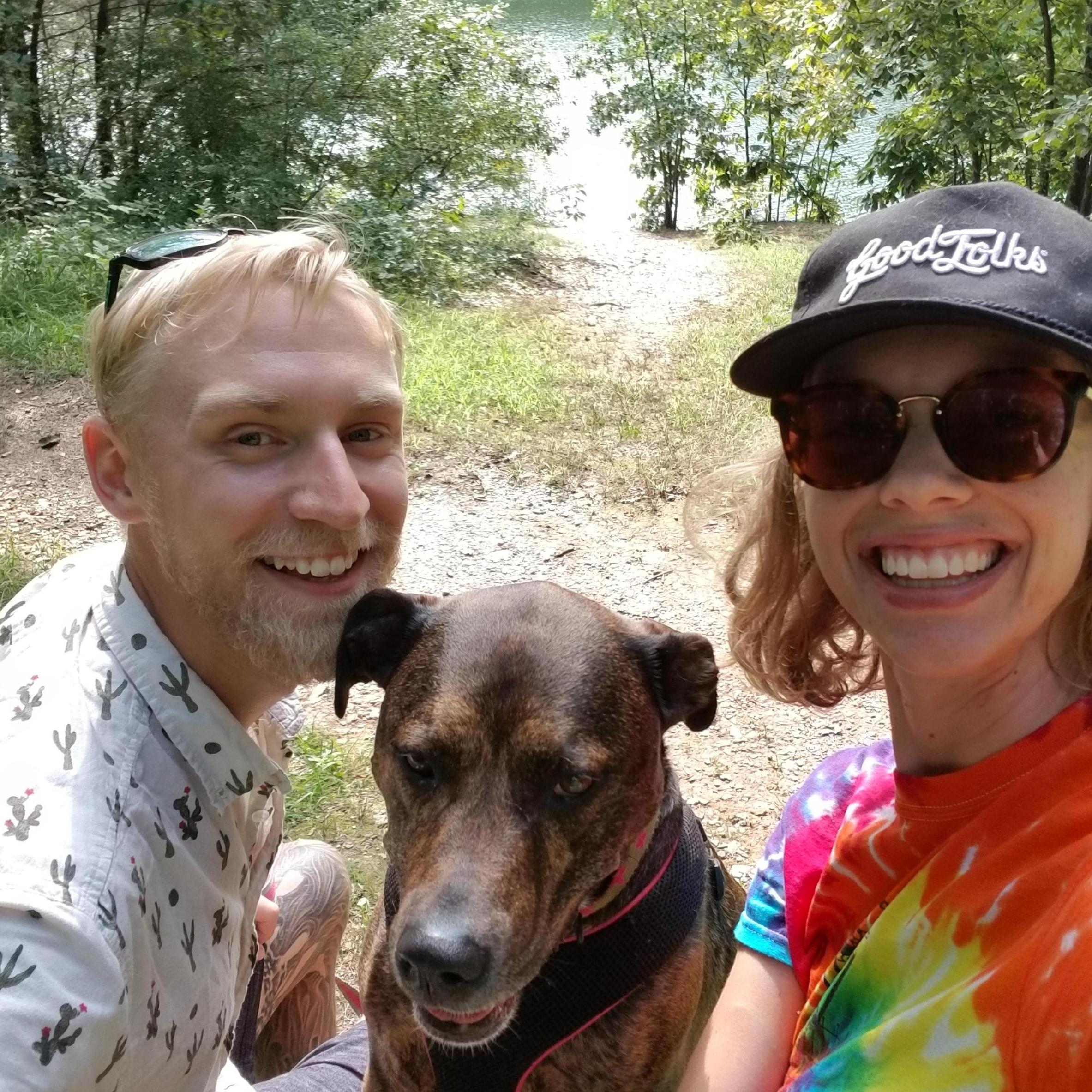 On one of our many hikes - Eve's favorite picture of us all together.