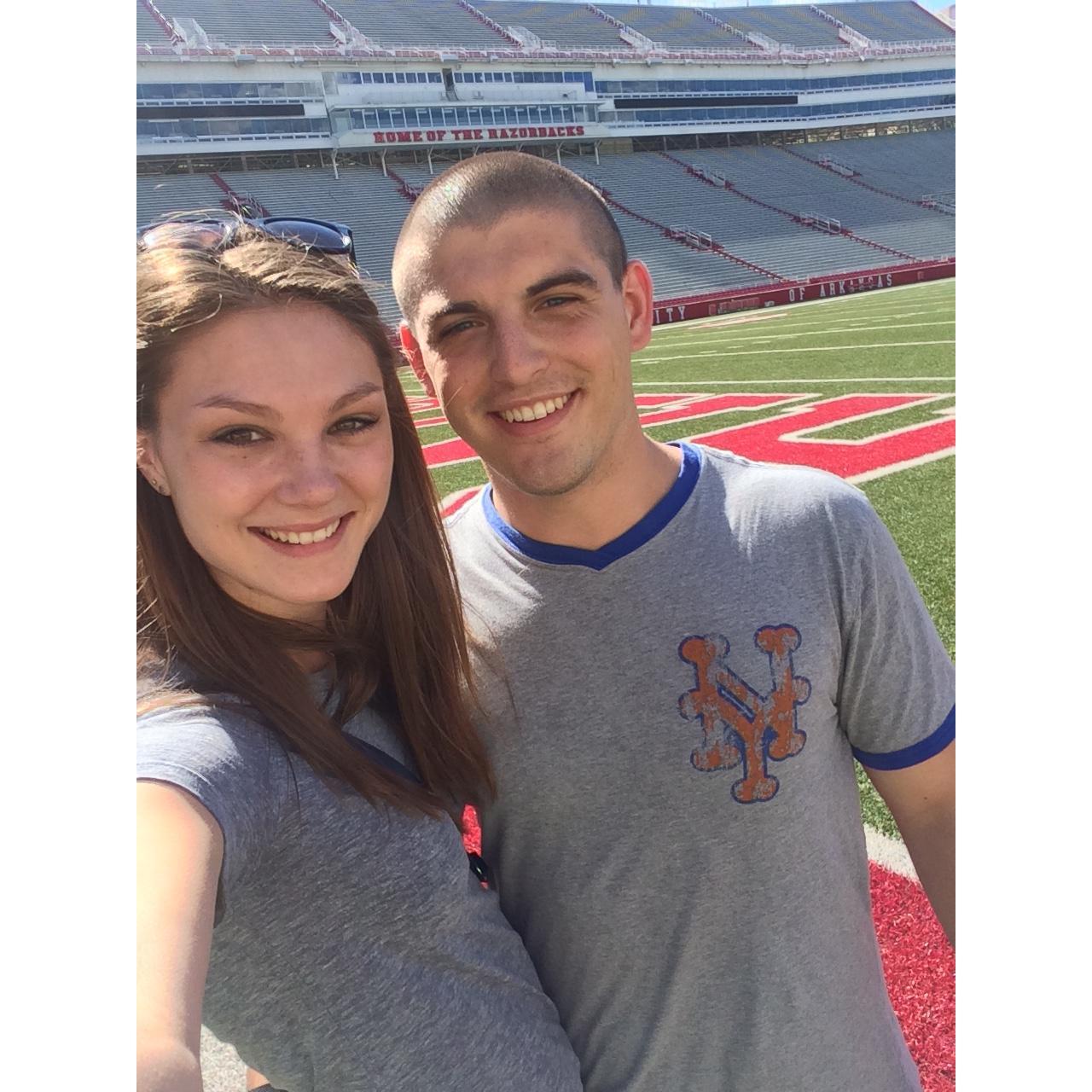 On the field at Arkansas!