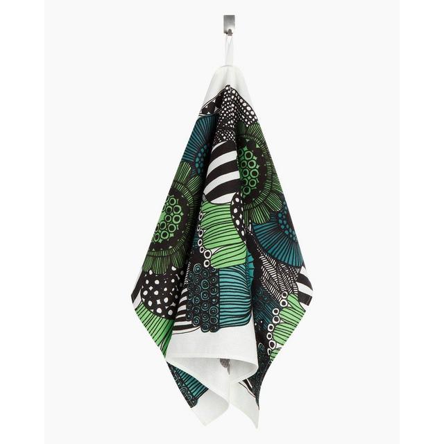 Marimekko_Pieni Siirtolapuutarha tea towel white, green, black