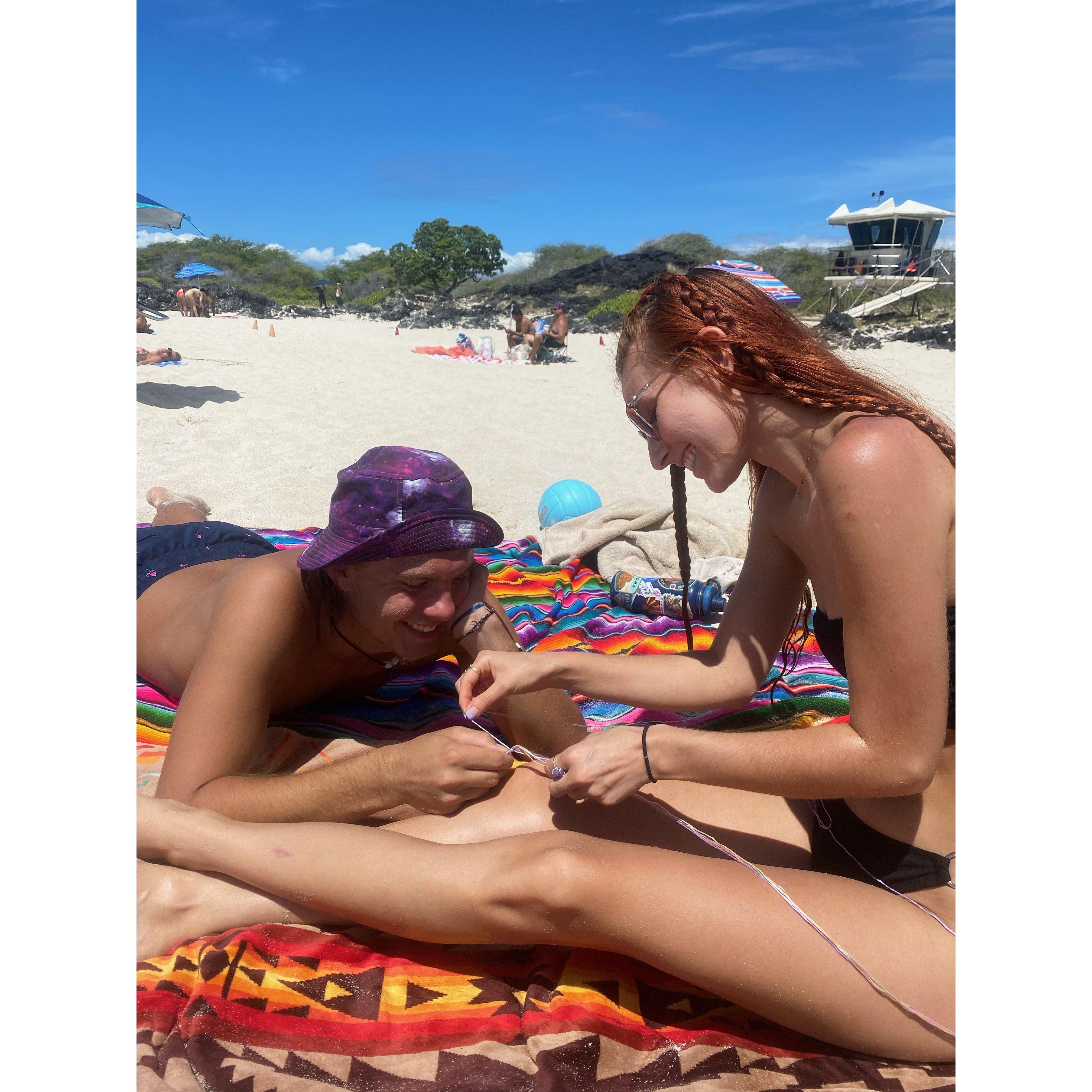 Making Ben a friendship bracelet on our first date
August 30th 2021