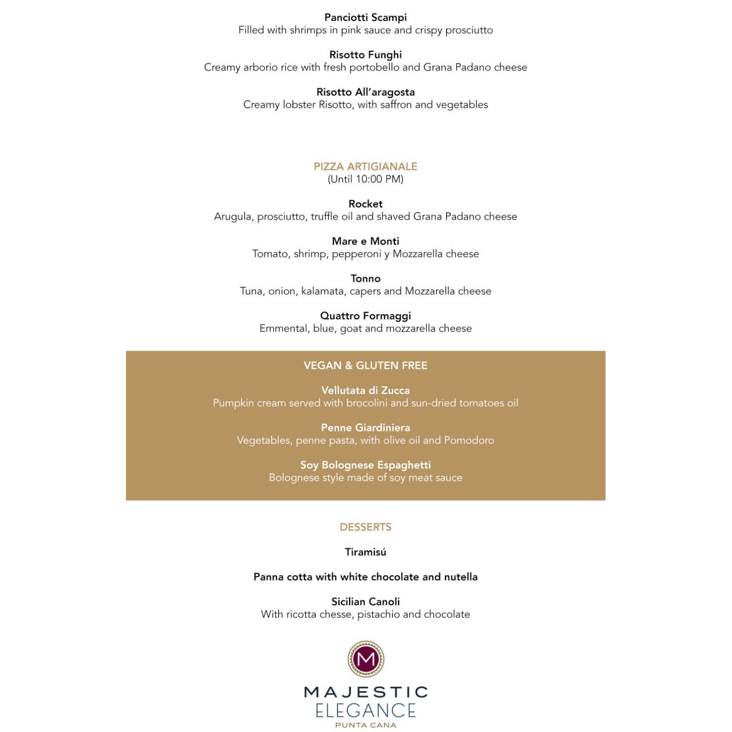 Italian Menu