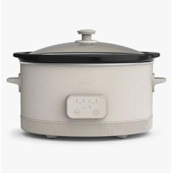bella 6.0 Qt Programmable Slow Cooker, Ceramic Nonstick Coating, Adjustable Temperature & Cooking Times, Dishwasher Safe Stoneware Pot & Tempered Glass Lid, Tangle Free Cord Wrap, Oatmilk