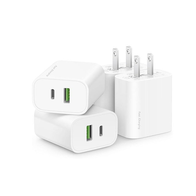 4 Pack USB C Charger Block,20W USB-C & USB-A Port Charger，for i Phone 17/16/15/14/13/12/11/X/8, i Pad and More