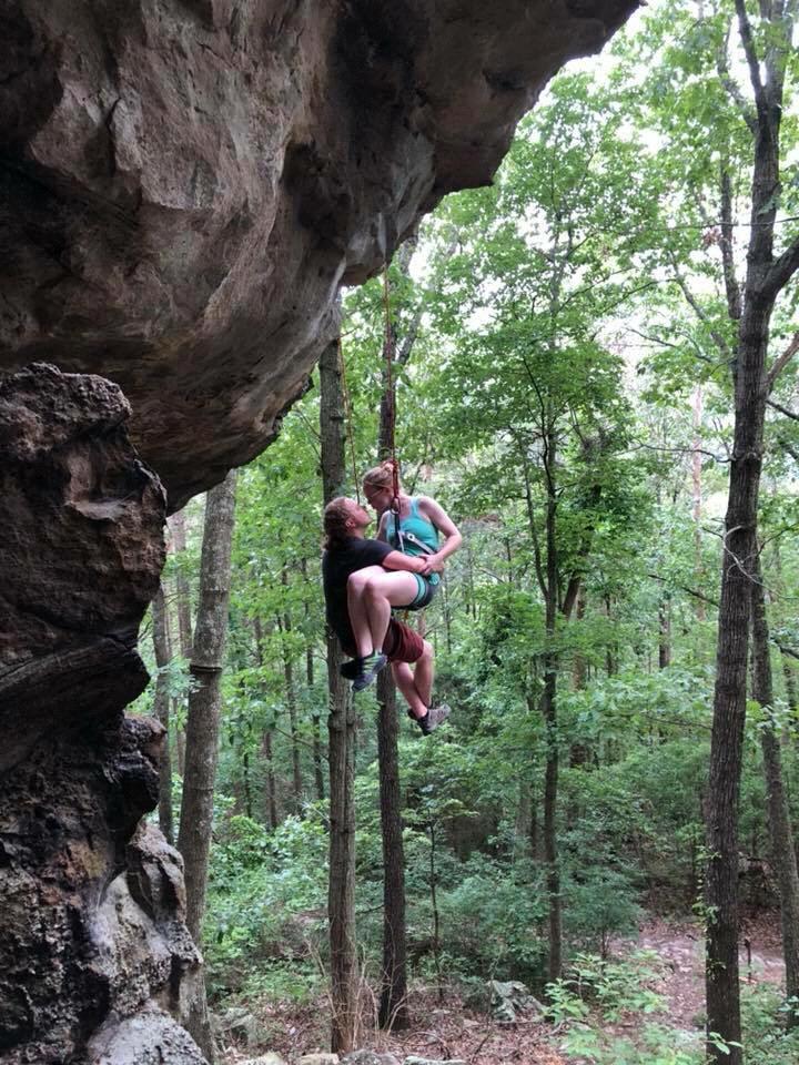 Rappelling at the local Crag, 2018
