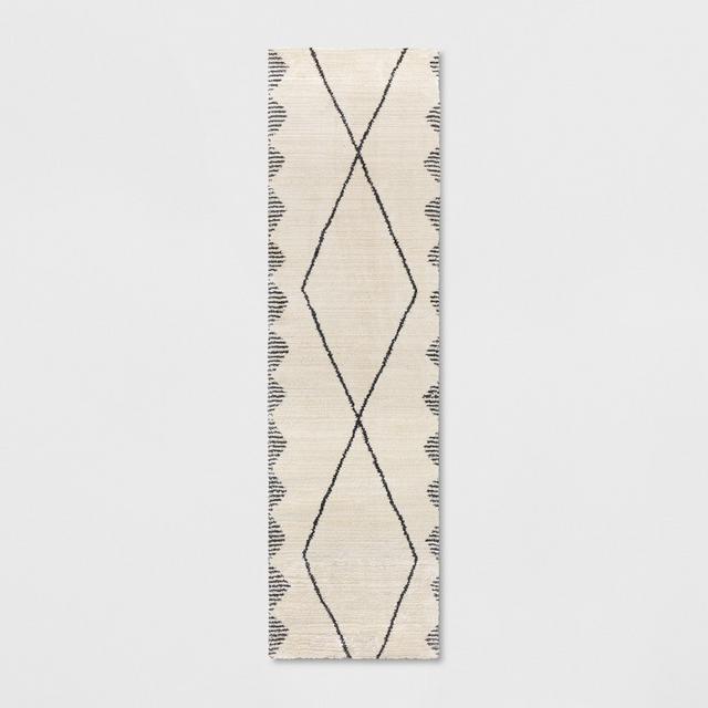 1'10"x7' Glacier Diamond Woven Runner Rug Cream - Project 62™