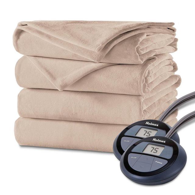 Holmes Luxury Velvet Plush Heated Blanket (Various Sizes and Colors) (Queen, Sand)