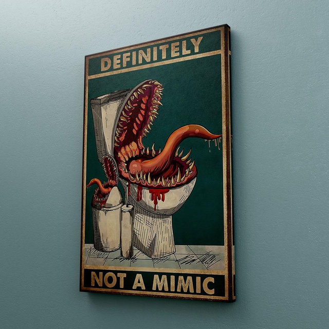 Definitely Not A Mimic Canvas Poster, Wall Art Poster, DND Posters, Bathroom Decor, Restroom Decoration, Funny Bathroom Print