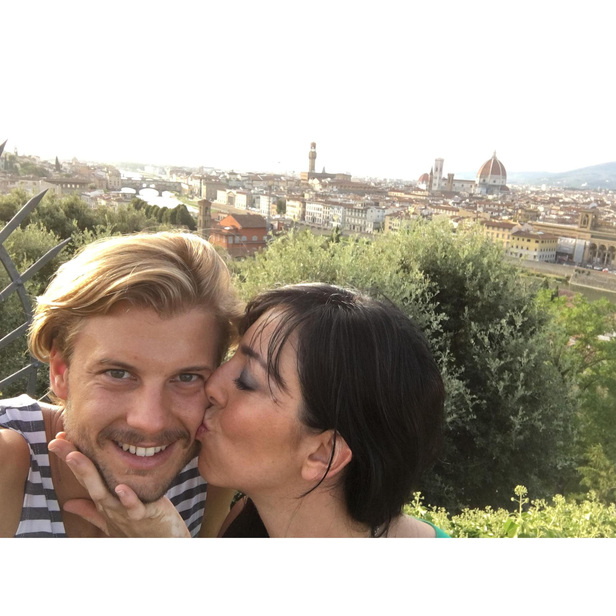 Sunset "aperitivo" with piazzale Michelangelo on the background..