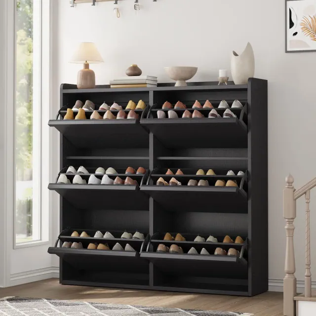 Garvee Shoe Cabinet with 6 Drawers, Wooden Shoe Organizer with Adjustable Shelf, Shoe Storage Hidden Shoe Cabinet for Hallway Living Room