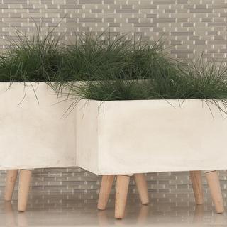 Rectangular Clay Contemporary Planter, Set of 2