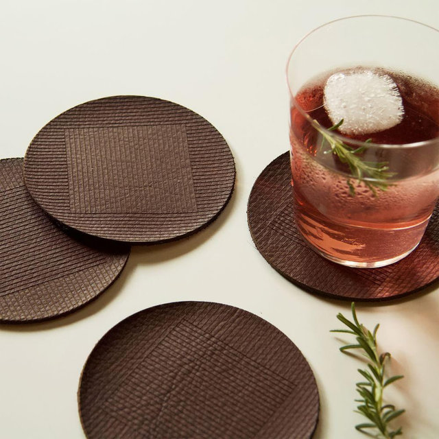 Molly M Within Leather Coasters, Bordeaux, Set of 4