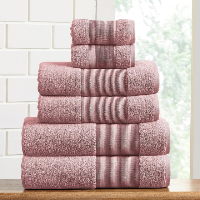 Modern Threads AirCloud 6-Piece Towel Set, Silver Pink