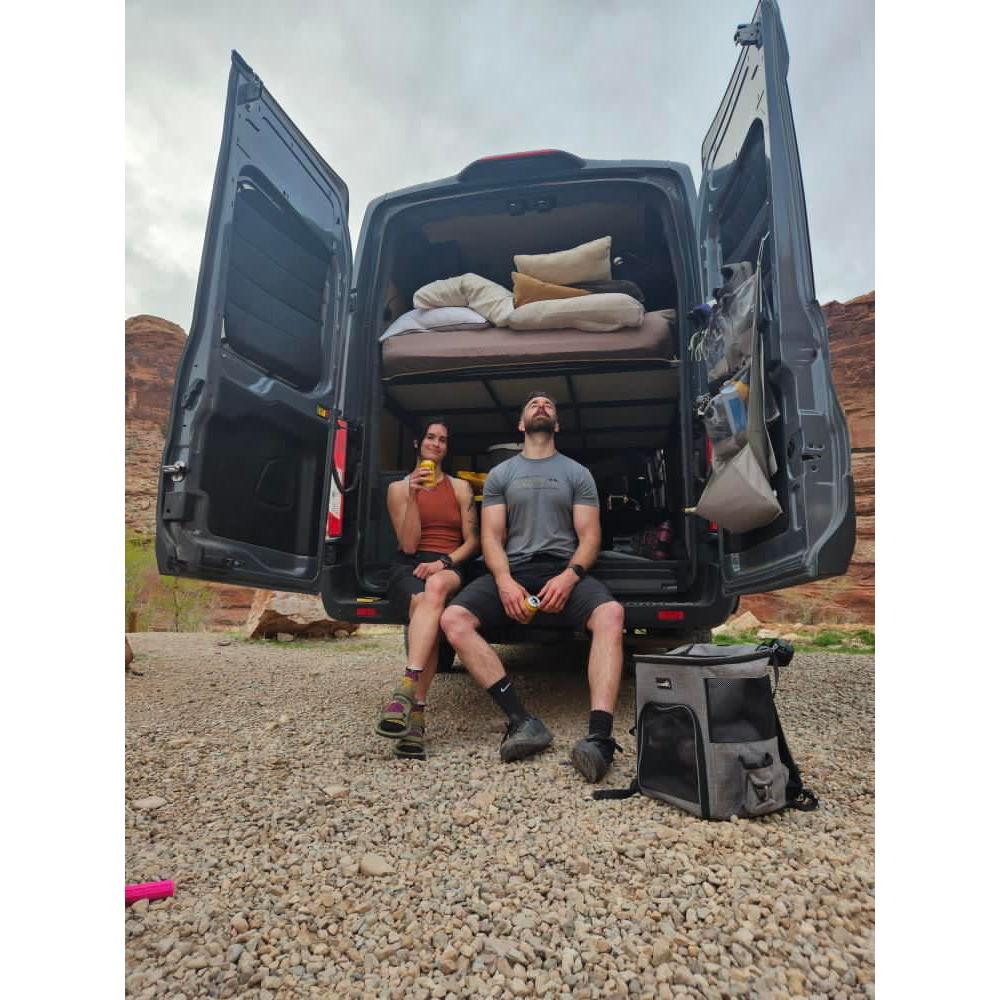 Just moments before we realized we lost our van keys and got stuck in that parking lot overnight