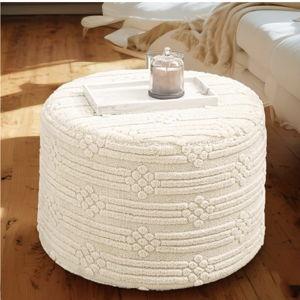 Asuprui Pouf Ottoman Foot Rest – Plush Round All-in-one Foam Stool for Cozy Lounging, Floor Pouf & Chic Decor (Linen)