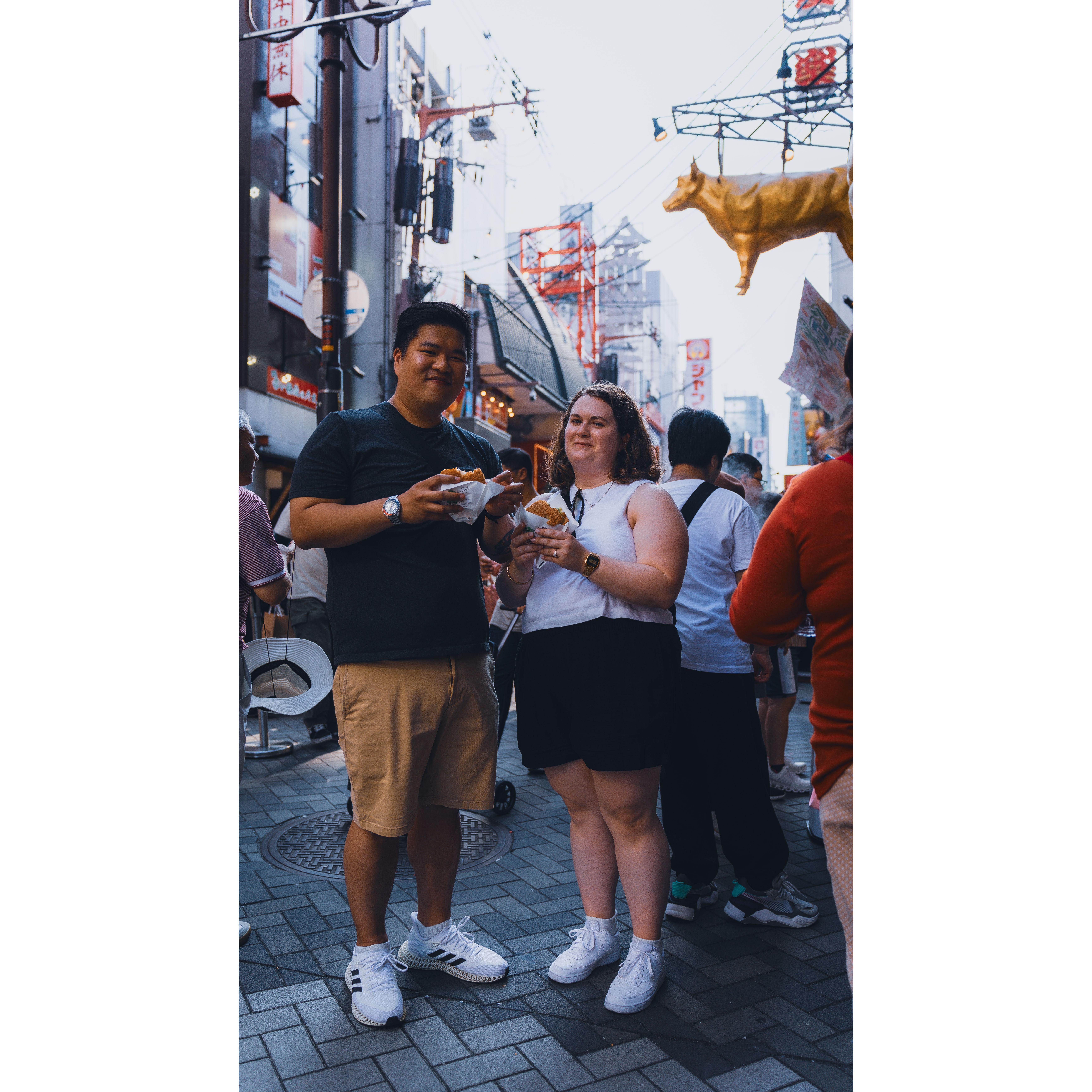 Enjoying the ice cream sandwhich that brought us together