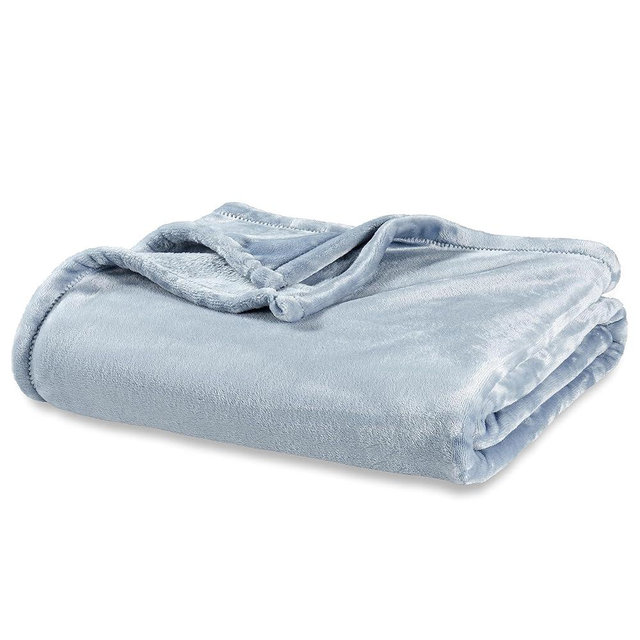 Berkshire Blanket Classic VelvetLoft® Solid Bed Blanket,Queen Size Bed Blanket,Lightweight Soft Fuzzy Plush Blanket for Bed and Couch,Polar Blue,90x90 Inches
