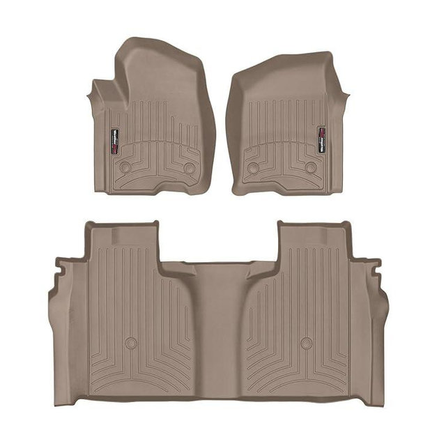WeatherTech Custom Fit FloorLiners for Chevrolet Silverado 1500, Silverado 2500HD/3500HD, Silverado 1500 LTD - 1st & 2nd Row (451436-1-2), Tan