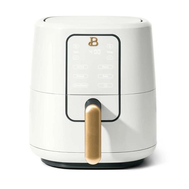 Beautiful 3-Quart Digital Air Fryer with TurboCrisp Technology by Drew Barrymore – 4 Preset Functions, 1200W Power, Non-Stick Coating, Dishwasher Safe Basket (White Icing)