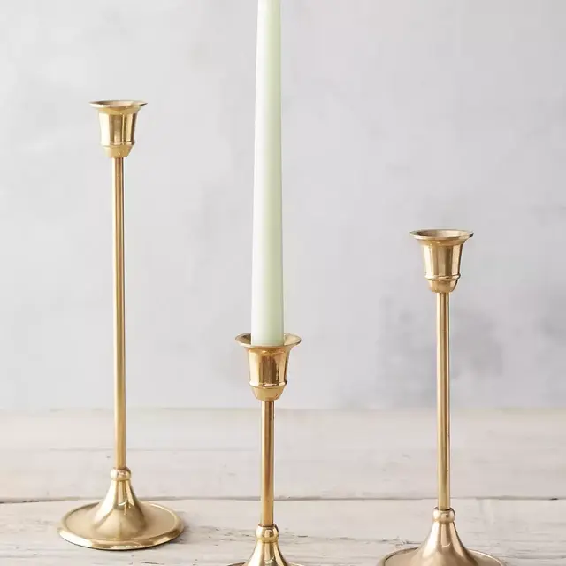 Antiqued Brass Candlestick, Tall (Medium)