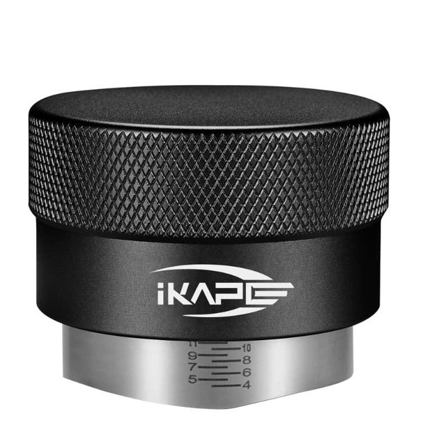 IKAPE Coffee Products, 53MM Coffee Distributor, Gravity Adaptive Espresso Distributor Fits All 53MM Espresso Portafilter, Compatible with 54MM Breville Bottomless Portafilter (Black)