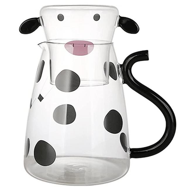 RockTrend Cow Clear Glass Bedside Night Water Carafe Set with Tumbler, Pitcher And Cup Night Set