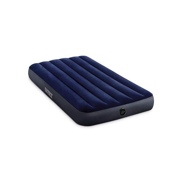 INTEX 64757E Dura-Beam Standard Downy Air Mattress: Fiber-Tech – Twin Size – 10in Bed Height – 300lb Weight Capacity – Pump Sold Separately Blue