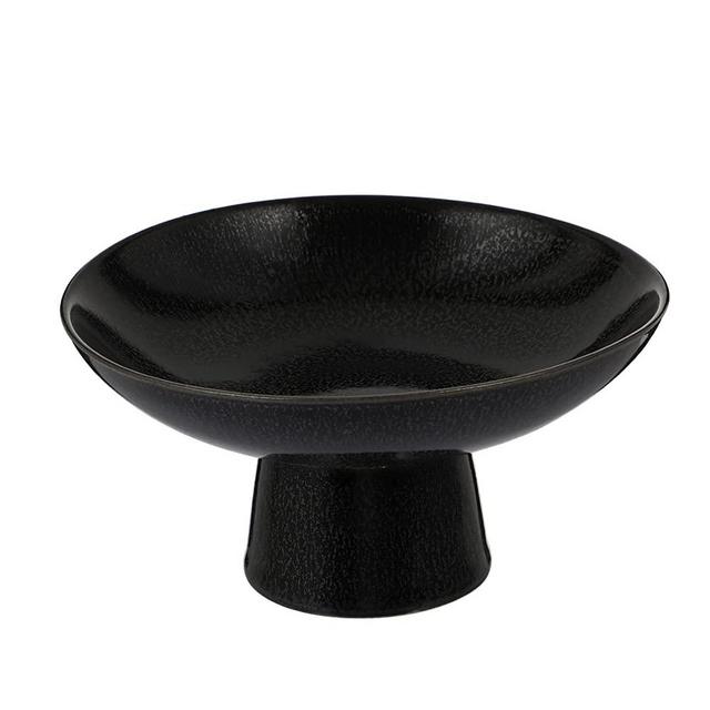 YARNOW Serving Fruit Tray ceramic display stand fruit bowl with base retro round fruit holder footed fruit display container for fruits snacks jewelry display stand black display stand Serving Bowl