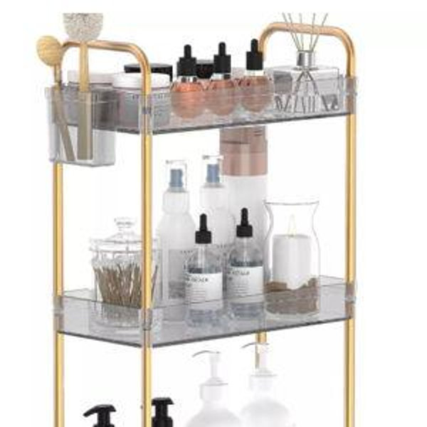 MaseiKar 3-Tier Acrylic Storage Rolling Cart, Bathroom Cart Organizer, Laundry Room Organization, Mobile Shelving Unit for Office, Living Room