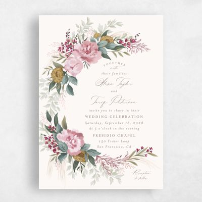 Pink Wedding Invitation - Juniper Portrait
