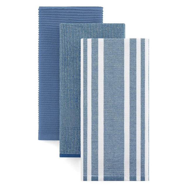 Homaxy Premium Kitchen Towels(18”x 28”, 3 Pack), Large Cotton 380 GSM Kitchen Hand Towels, Soft and Absorbent Terry Dish Towels, Multipurpose Tea Towel Set with Hanging Loop, Navy Blue