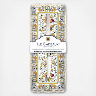 Rooster BPA Free Melamine Baguette Tray & Bread Knife
