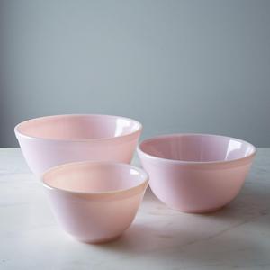 Pink Glass 3-Piece Mixing Bowl Set