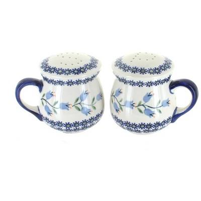 Blue Rose Polish Pottery Tulip Salt & Pepper Shakers with Handles